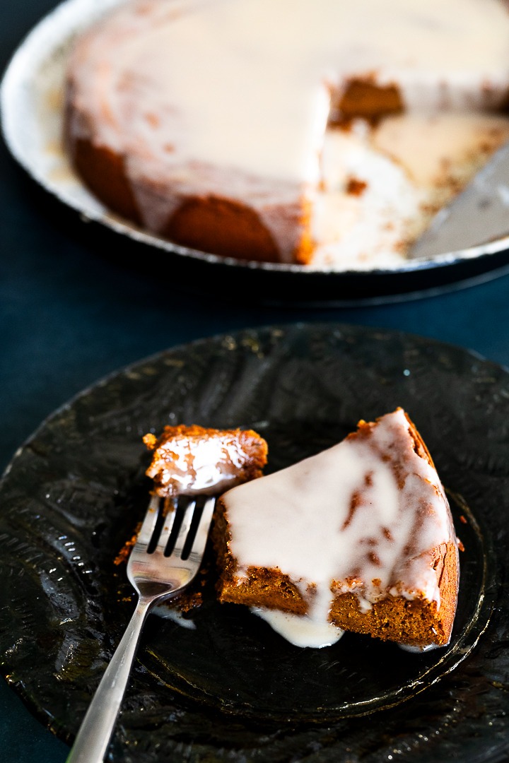 Flourless Pumpkin Spice Cake with Maple Glaze