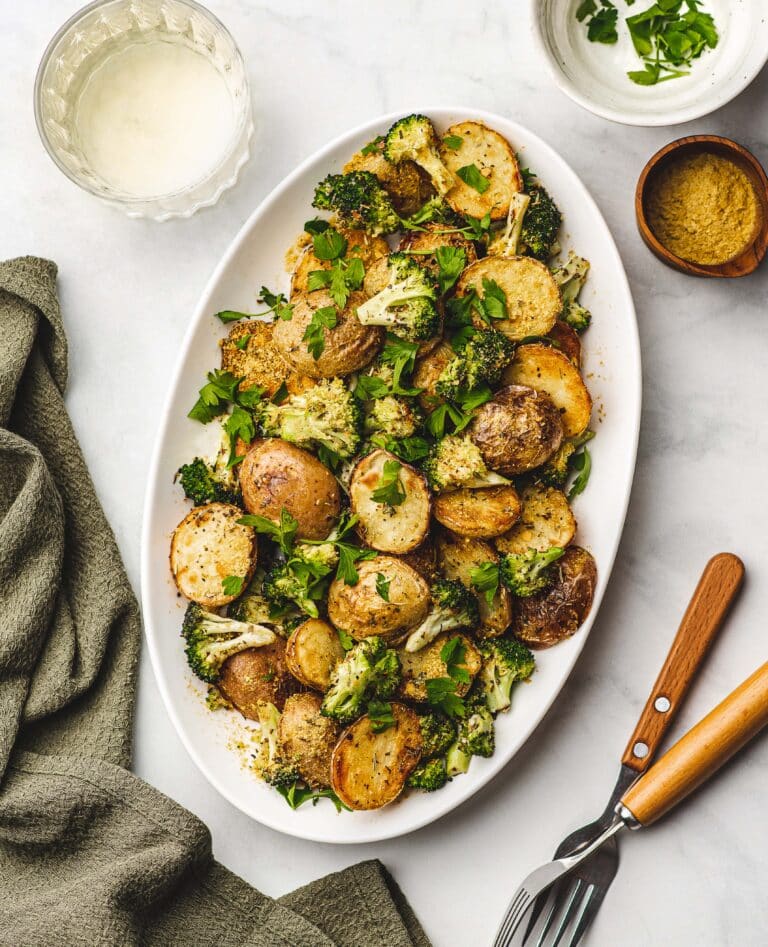 Garlicky Nooch Broccoli and Potatoes