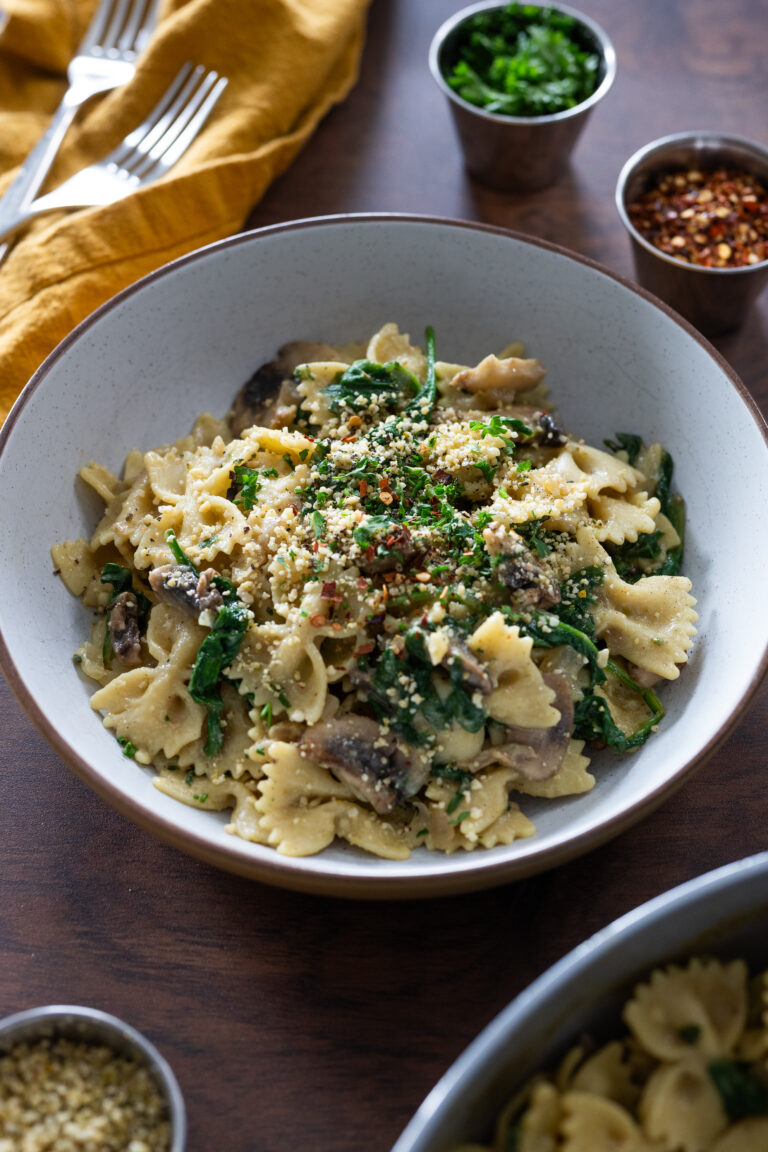 Spinach & Mushroom Vegan Pasta